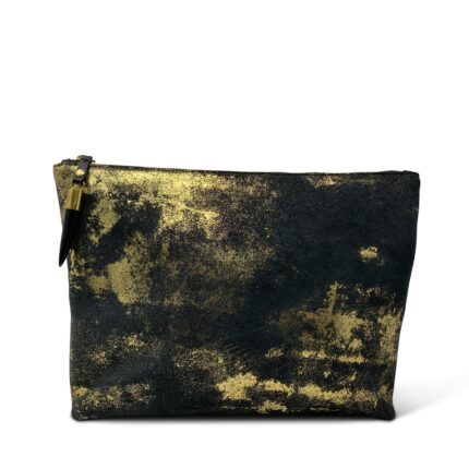 Polado Gold Splatter Medium Pouch – Stylish & Elegant Cosmetic Organizer